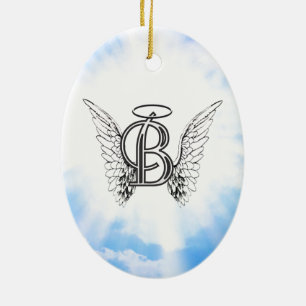 Initialt B alfabetbrev för Monogram med Julgransprydnad Keramik