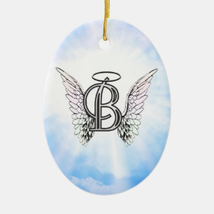 Initialt B alfabetbrev för Monogram med Julgransprydnad Keramik