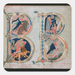 Initialt brev "B" Beatus välsignade vir - är Fyrkantigt Klistermärke