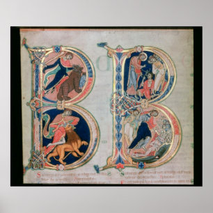 Initialt brev "B" Beatus välsignade vir - är Poster