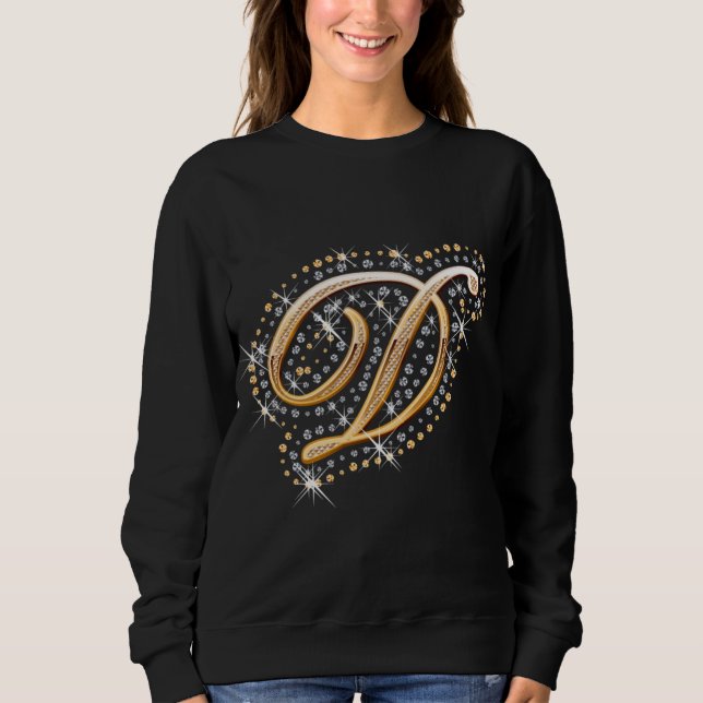 Initialt brev D för guld- Monogram Tee Shirt (Framsida)