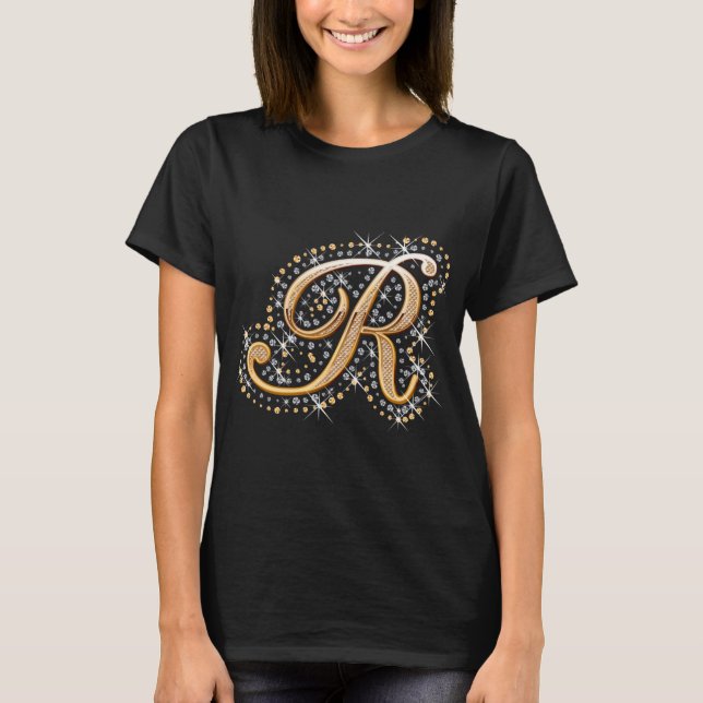 Initialt brev R för guld- Monogram T-shirt (Framsida)
