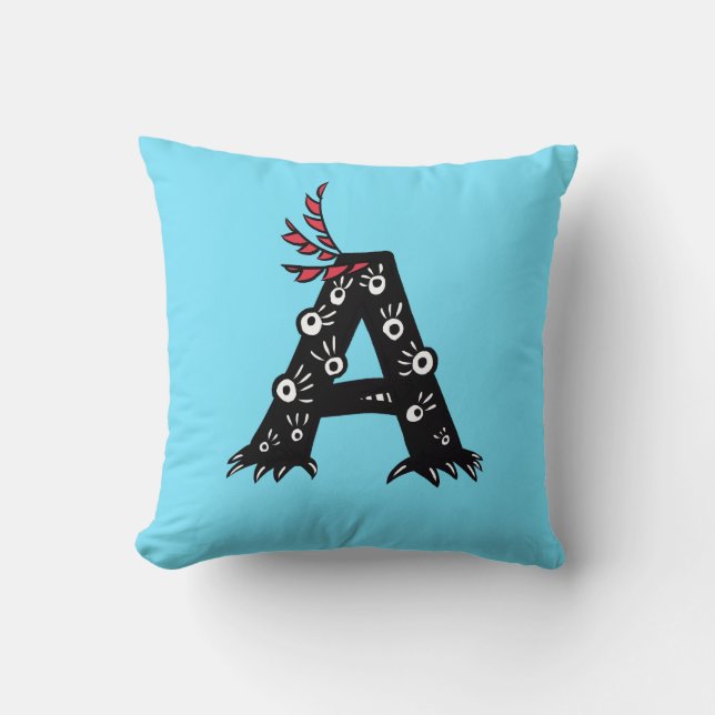 Initialt brev roliga gulliga ungar för ett monster kudde (Framsida)