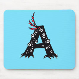 Initialt brev roliga gulliga ungar för ett monster musmatta