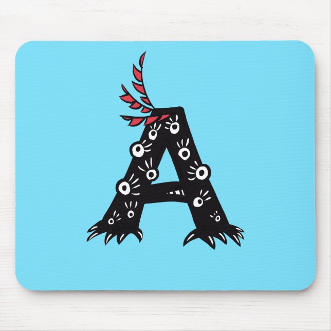 Initialt brev roliga gulliga ungar för ett monster musmatta (Framsidan)