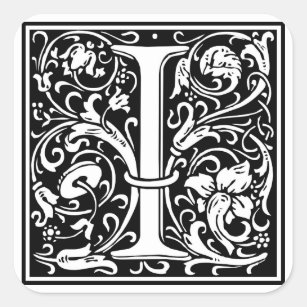 Initialt dekorativt brev "jag", fyrkantigt klistermärke