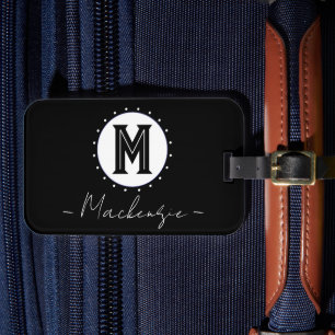 Initialt familjenamn Monogram Cirkel Bagagebricka