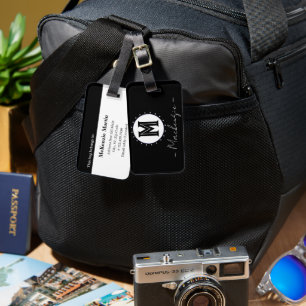 Initialt familjenamn monogram cirkel bagagebricka