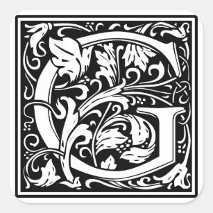 Initialt "G" för dekorativt brev, Fyrkantigt Klistermärke