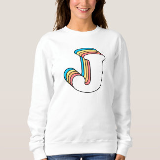 Initialt J Brev Namn Cute Rainbow Alphabet T Shirt