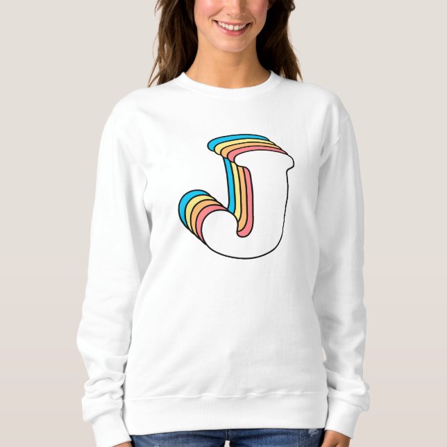 Initialt J Brev Namn Cute Rainbow Alphabet T Shirt (Framsida)