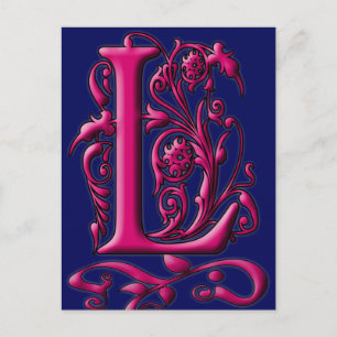 Initialt L kort för Fuschia marinMonogram