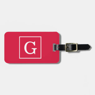 Initialt Monogram för Crimson White Framed Bagagebricka