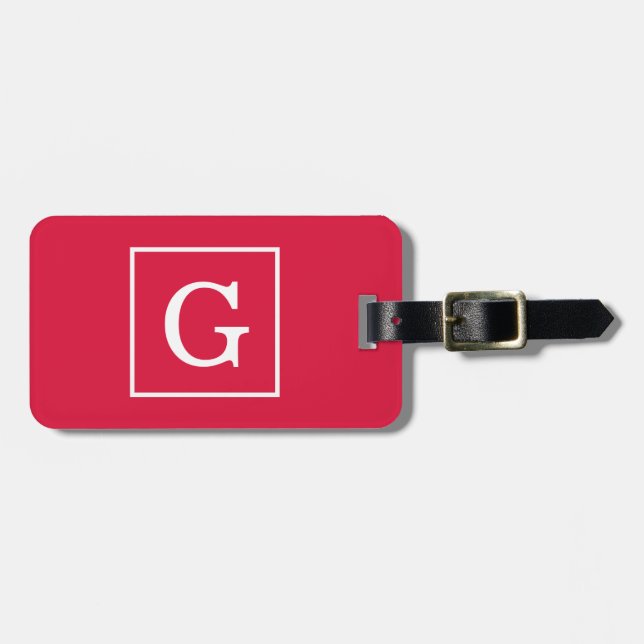 Initialt Monogram för Crimson White Framed Bagagebricka (Horisontell Framsida)