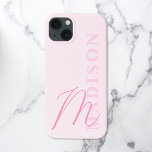 Initialt monogram för minimal modern Rosa<br><div class="desc">Rosa Minimalistisk Modern Initial Monogram-telefonväska. Skapa din egen personlig iphone case med anpassningsbar initial namn.</div>