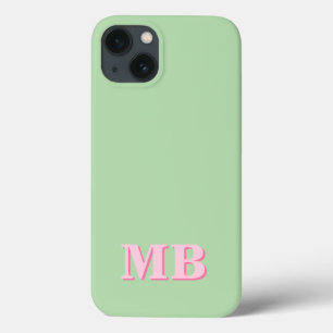 Initialt Monogram för minimal modern Rosa-Grönt