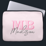 Initialt monogram för minimal modern Rosa Laptop Fodral<br><div class="desc">Skapa din egen personlig laptop sleeve med modernt minimalistiskt initialer och skriv calligraphy monogram namn. Finns i olika storlekar på färg.</div>