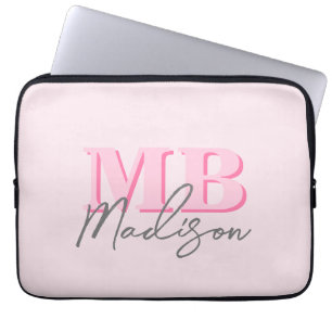 Initialt monogram för minimal modern Rosa Laptop Fodral