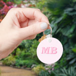 Initialt monogram för minimal modern Rosa Nyckelring<br><div class="desc">Rosa minimalistisk,  modern,  ursprunglig monogram-nyckelkedja. Skapa din egen nyckelkedja för personlig med anpassningsbarnas ursprungliga namn.</div>