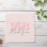 Initialt monogram för minimal modern Rosa Stenunderlägg<br><div class="desc">Skapa din egen personlig underlägg med modernt minimalistiskt initialer och manusligrafi i monogram namn.</div>