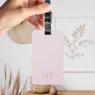 Initialt Monogram för minimalistiskt Rosa Guld Bagagebricka