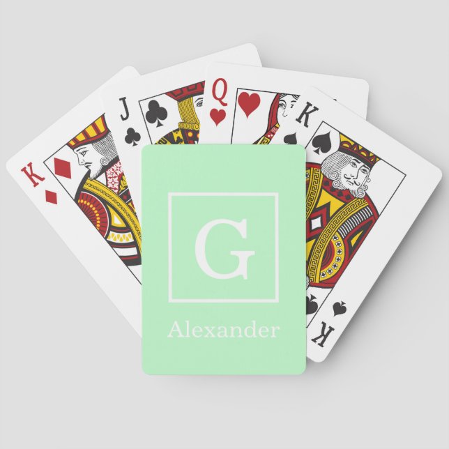 Initialt monogram för Mint White Framed Casinokort (Baksidan)