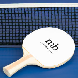 Initialt monogram för Modern Black White-Trendig Pingisracket