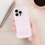 Initialt monogram för Modern Elegant Script Rosa<br><div class="desc">Rosa Minimalistisk Modern Initial Monogram-telefonväska. Skapa din egen personlig iphone case med eget namn och initialer i skriptcalligraphy typography.</div>