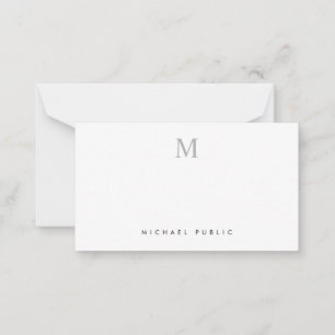 Initialt monogram för Modern minimal Elegant för A Anteckningskort