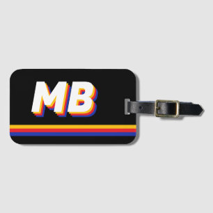Initialt Monogram för Retro Rand Personlig Bagagebricka
