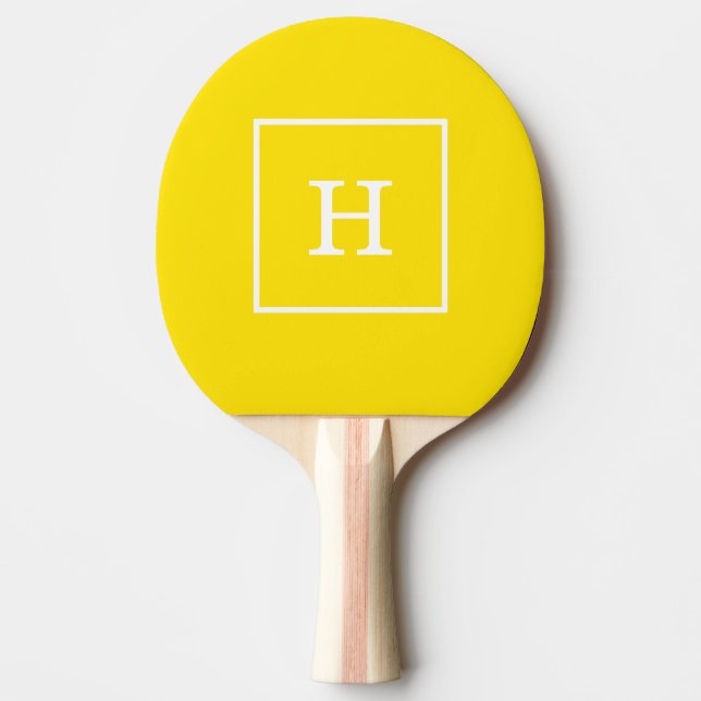 Initialt monogram för vit gult pingisracket (Framsidan)