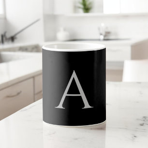 Initialt monogramskript för vit svart Namn-Elegant Kaffemugg