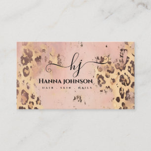 Initialt mönster Faux Guld Gitter Monogram Visitkort
