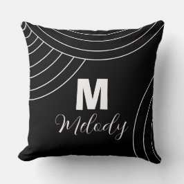 Initialt svartvit modern abstrakt kudde