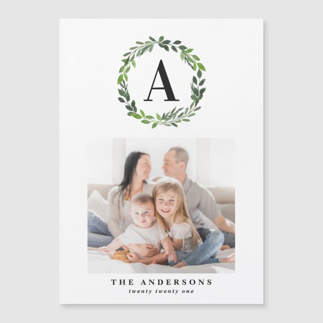 Initialt vattenfärgkranfoto/monogramhelgdag (Framsida)