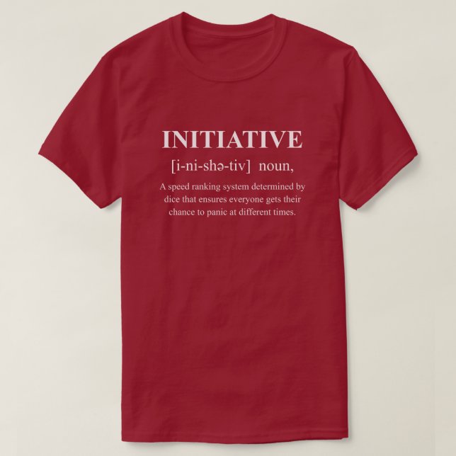 Initiativ Rollig RPG-definition med vit text T Shirt (Design framsida)