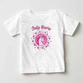 Initierad Rosa Enhörning Och Hjärtan T Shirt
