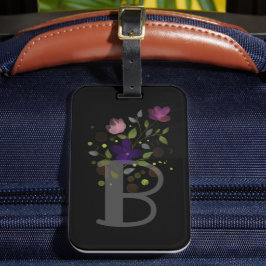 Initieral bokstav B plus blomsterdesign bagagetike Bagagebricka
