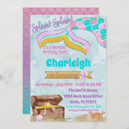Initiering av sjöjungfru Födelsedagsfest Bassäng P Inbjudningar