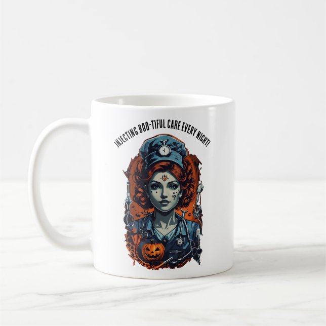 Injektion av Boo-tiful Care, Spooky Halloween Nurs Kaffemugg (Vänster)
