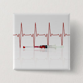 Injektion med röda hjärtan knapp