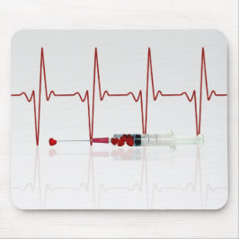 Injektion med röda hjärtan musmatta