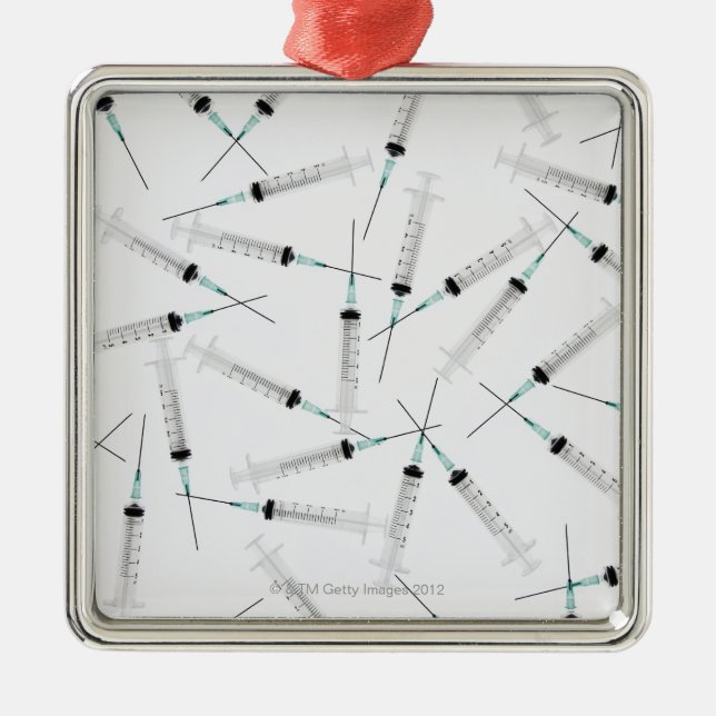 Injektionssprutor 2 julgransprydnad metall (Framsidan)