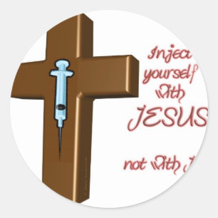 Injicera sig Yourself med Jesus Runt Klistermärke