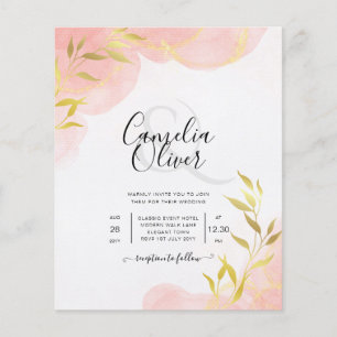 INK Coral Peach Guldblad Bröllopsinbjudan Flygblad