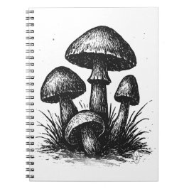 Ink‑Drawn Mushroom Cluster Tote Bag Anteckningsbok
