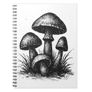 Ink‑Drawn Mushroom Cluster Tote Bag Anteckningsbok