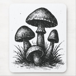 Ink‑Drawn Mushroom Cluster Tote Bag Musmatta