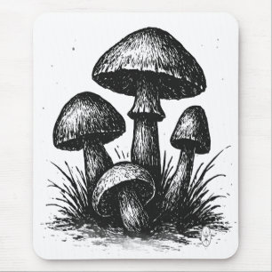 Ink‑Drawn Mushroom Cluster Tote Bag Musmatta