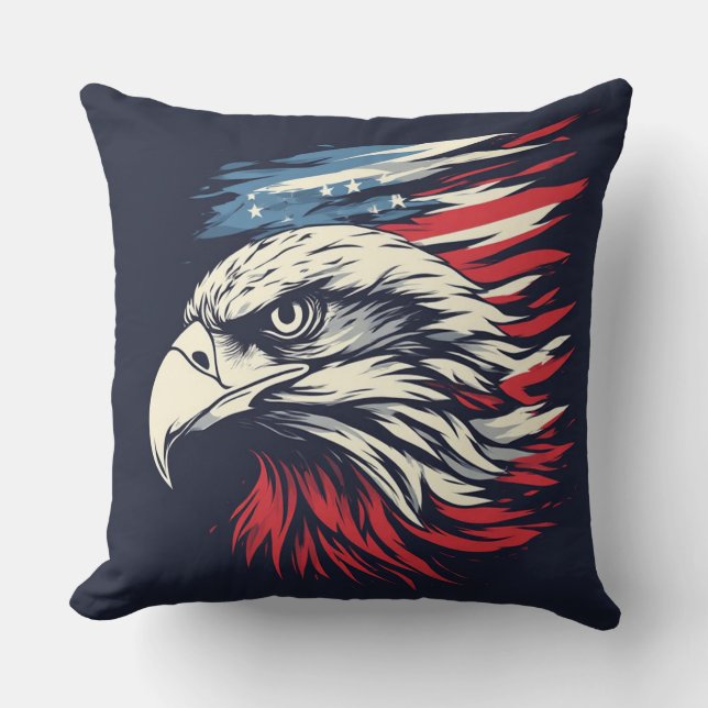 Ink Eagle & American Flag Art Freedom Never Fades Kudde (Framsida)